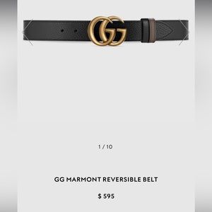Genuine Gucci Marmont reversible black/brown belt with gold-tone hardware.